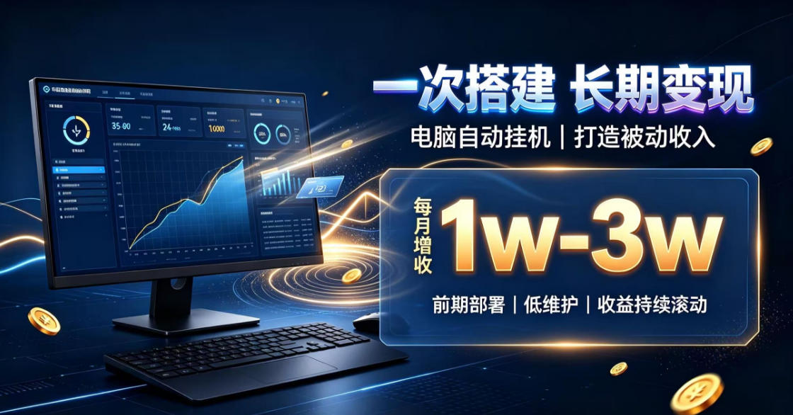 一份投入长期收益，电脑自动挂G类目，搭建被动收入每月增收1w-3w【揭秘】 - 来及网络