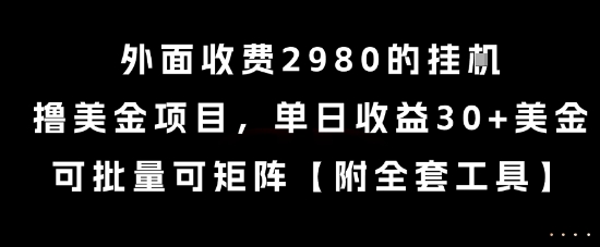 外面收费2980的挂G撸美金项目，单日收益30+美金，可批量可矩阵【揭秘】 - 来及网络
