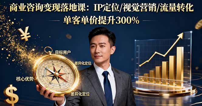 商业咨询变现落地课：IP定位/视觉营销/流量转化，单客单价提升300% - 来及网络
