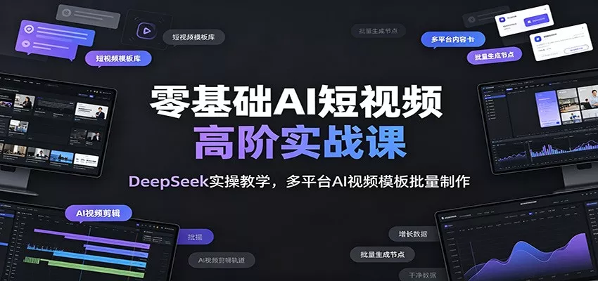 零基础AI短视频高阶实战课：DeepSeek实操教学，多平台AI视频模板批量制作 - 来及网络
