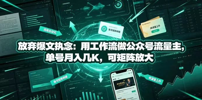 放弃爆文执念：用工作流做公众号流量主，单号月入几K，可矩阵放大 - 来及网络