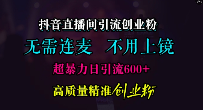 抖音直播间引流创业粉，无需连麦、无需上镜，超暴力日引流600+高质量精准创业粉【揭秘】 - 来及网络