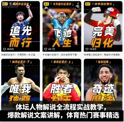 体坛人物解说全流程实战教学，爆款解说文案讲解，体育热门赛事精选 - 来及网络