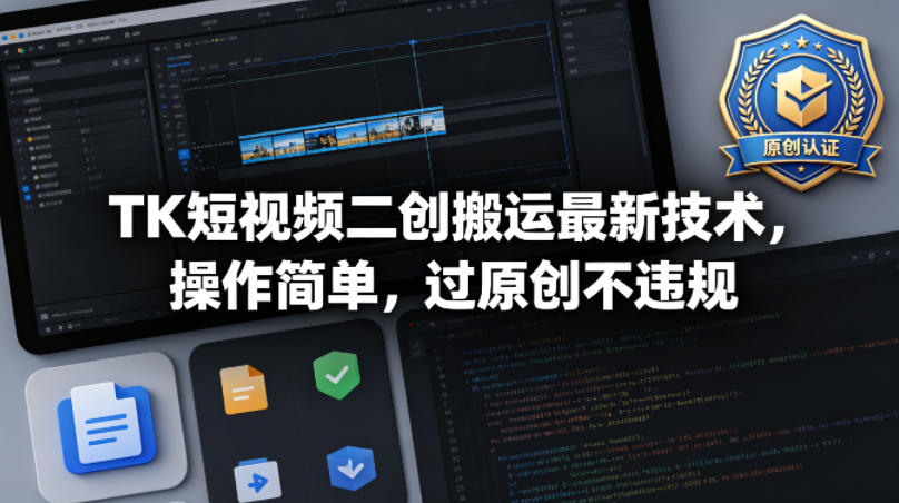 TK短视频二创搬运最新技术，操作简单，过原创不违规 - 来及网络