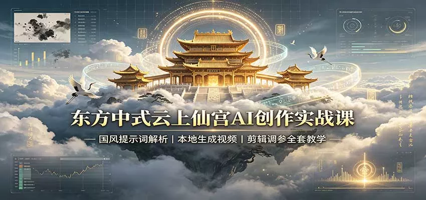 东方中式云上仙宫AI创作实战课：国风提示词解析，本地生成视频，剪辑调参全套教学 - 来及网络