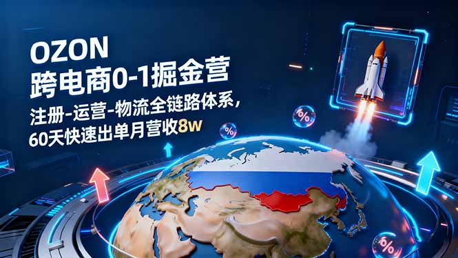 OZON跨境电商0-1掘金营：注册-运营-物流全链路体系，60天快速出单月营收8w - 来及网络