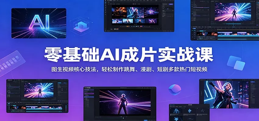 零基础AI成片实战课：图生视频核心技法，轻松制作跳舞、漫剧、短剧多款热门短视频 - 来及网络