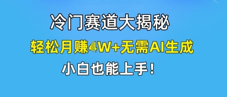 冷门赛道大揭秘，轻松月赚1W+无需AI生成，小白也能上手【揭秘】 - 来及网络