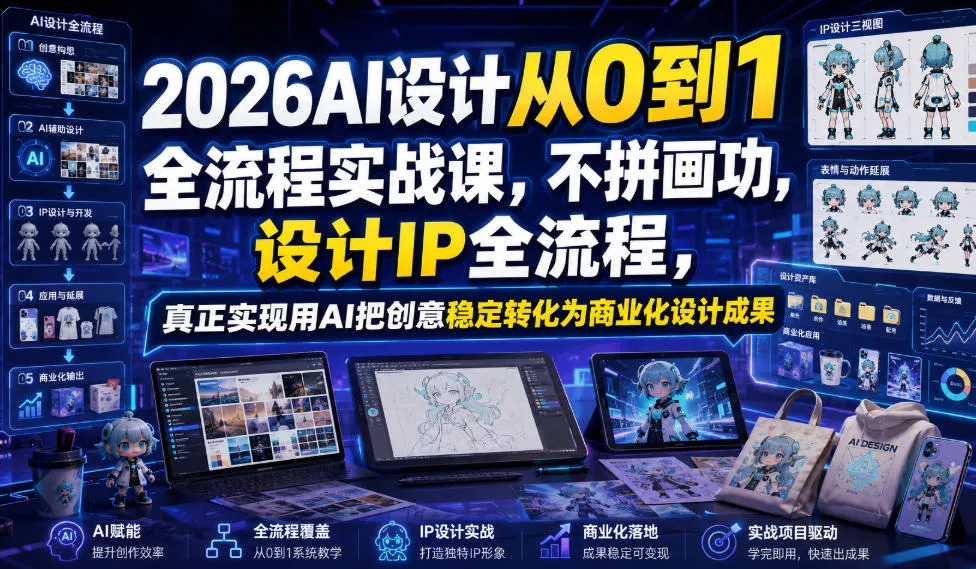 2026AI设计从0到1全流程实战课，不拼画功，设计IP全流程，真正实现用AI把创意稳定转化为商业化设计成果 - 来及网络