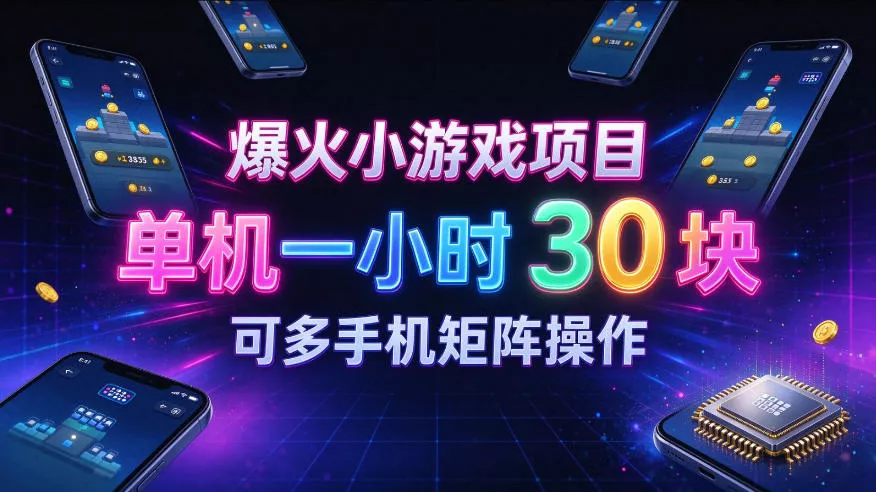 爆火小游戏撸金项目，实测单机一小时30+，可多手机矩阵操作，新手看完一遍就能上手【揭秘】 - 来及网络