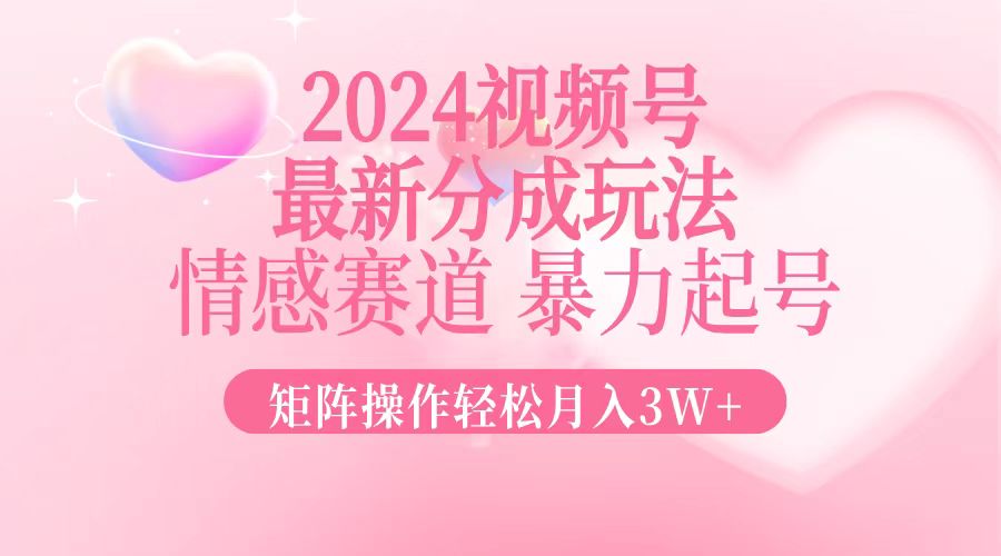 （12922期）2024最新视频号分成玩法，情感赛道，暴力起号，矩阵操作轻松月入3W+ - 来及网络