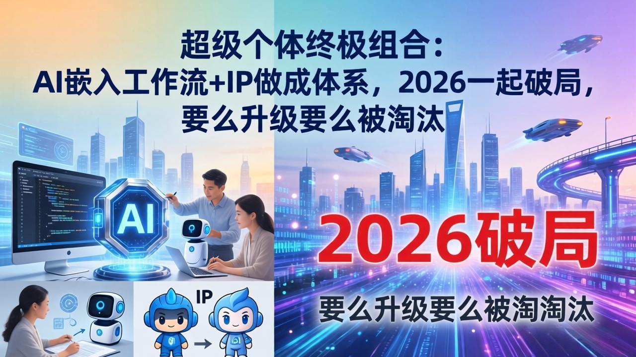 超级个体终极组合：AI嵌入工作流+IP做成体系，2026一起破局，要么升级要么被淘汰 - 来及网络