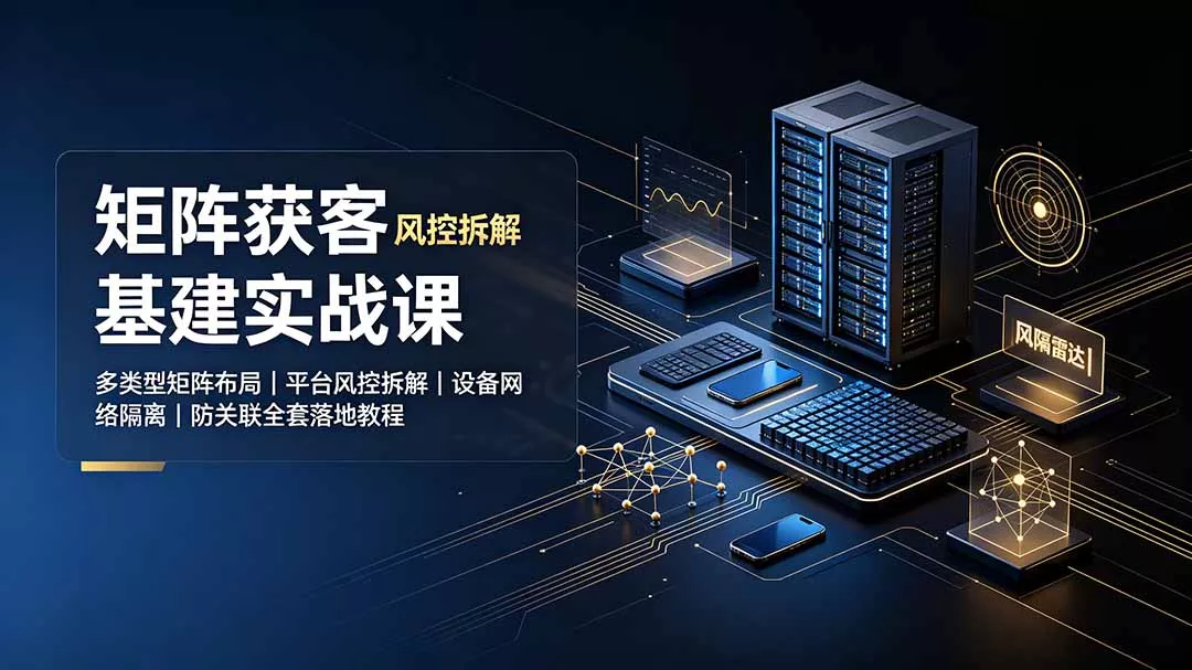 矩阵获客基建实战课：多类型矩阵布局｜平台风控拆解｜设备网络隔离｜防关联全套落地教程 - 来及网络