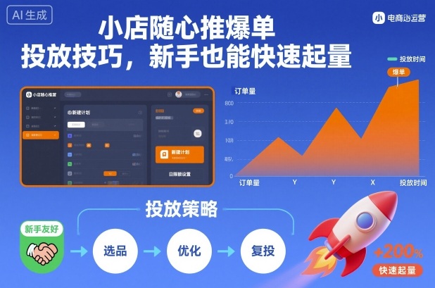 小店随心推爆单投放技巧，新手也能快速起量 - 来及网络