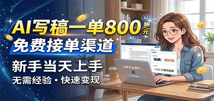 AI写稿一单800，免费接单渠道，一单一结几十到上千，新手当天上手 - 来及网络