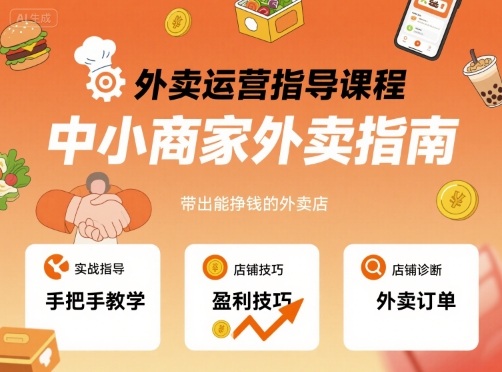 外卖运营指导课程，中小商家外卖指南，手把手带出能挣钱的外卖店 - 来及网络