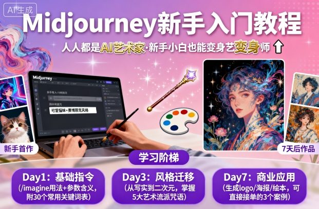 midjourney新手入门教程：人人都是AI艺术家，新手小白也能变身艺术大师 - 来及网络