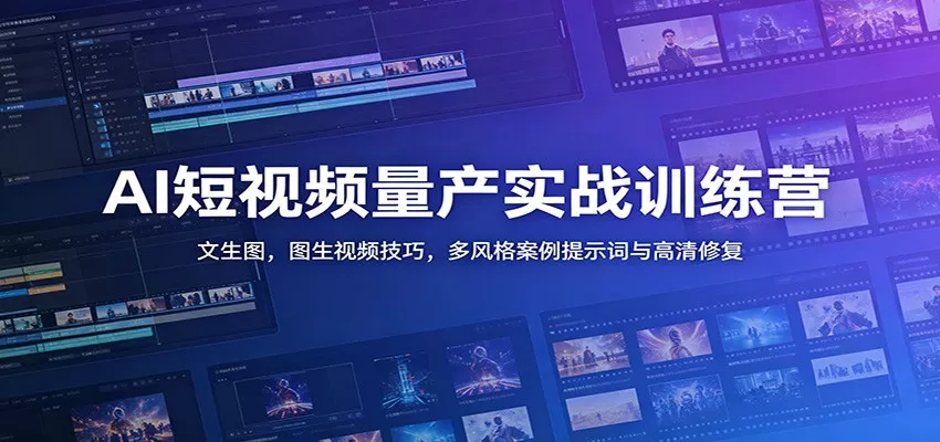 AI短视频量产实战训练营：文生图，图生视频技巧，多风格案例提示词与高清修复 - 来及网络
