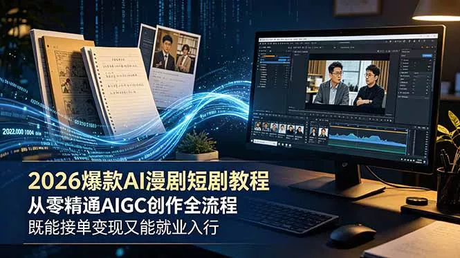 2026 爆款 AI 漫剧短剧教程 从零精通 AIGC 创作全流程 既能接单变现又能就业入行 - 来及网络