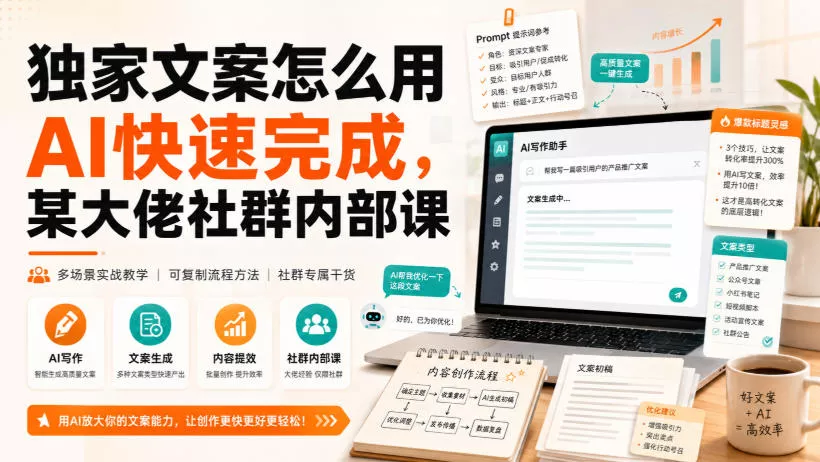 独家文案怎么用AI快速完成，某大佬社群内部课 - 来及网络