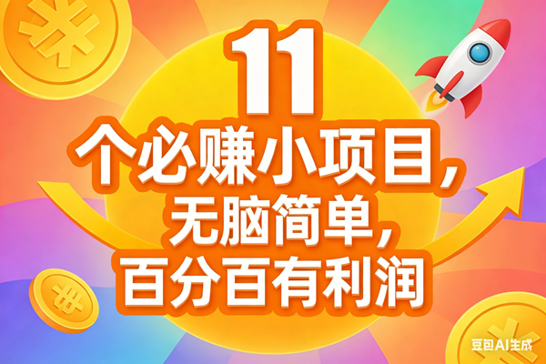 （17351期）11个必赚小项目，无脑简单，百分百有利润，副业首选，日入300+ - 来及网络
