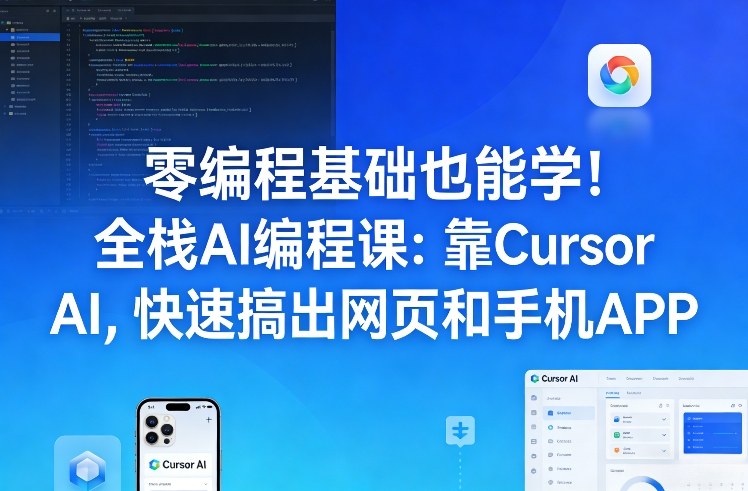 零编程基础也能学！全栈AI编程课：靠Cursor AI，快速搞出网页和手机APP - 来及网络