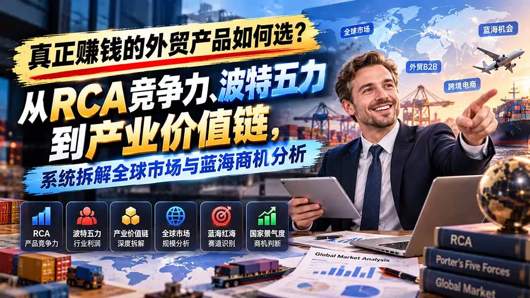 真正赚钱的外贸B2B产品如何选？从RCA竞争力、波特五力到产业价值链，系统拆解全球市场与蓝海商机分析 - 来及网络