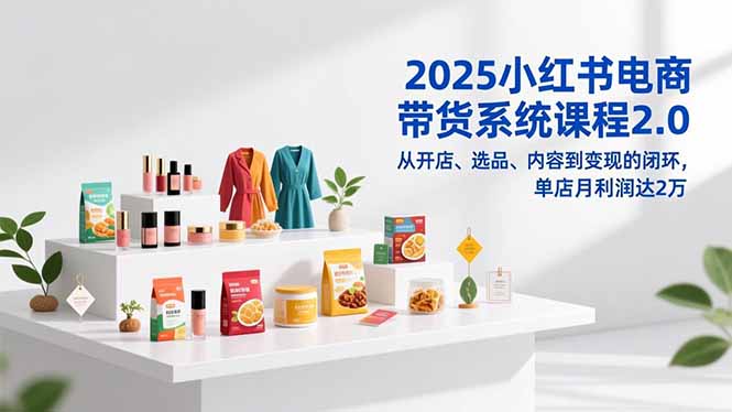 2025小红书电商带货系统课程2.0，从开店、选品、内容到变现的闭环，单店月利润达2万 - 来及网络
