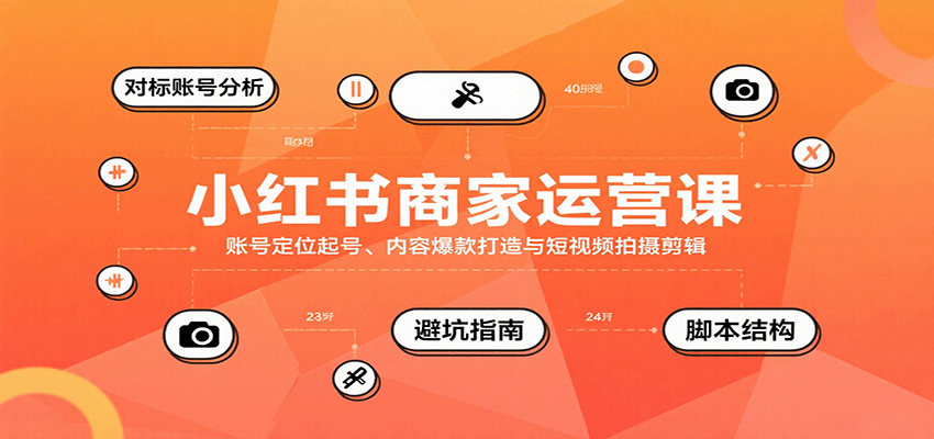 小红书商家运营课，账号定位起号、内容爆款打造与短视频拍摄剪辑 - 来及网络