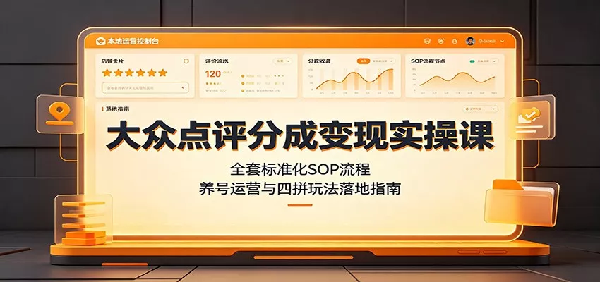 大众点评分成变现实操课：全套标准化SOP流程，养号运营与四拼玩法落地指南 - 来及网络