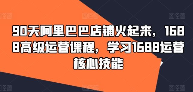 90天阿里巴巴店铺火起来，1688高级运营课程，学习1688运营核心技能 - 来及网络