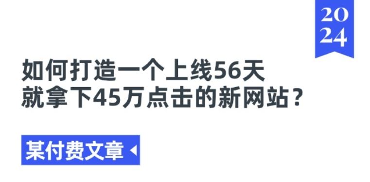 某付费文章《如何打造一个上线56天就拿下45万点击的新网站?》 - 来及网络