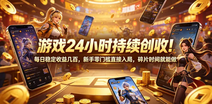 游戏24小时持续创收！每日稳定收益几百，新手零门槛直接入局，碎片时间就能做【揭秘】 - 来及网络