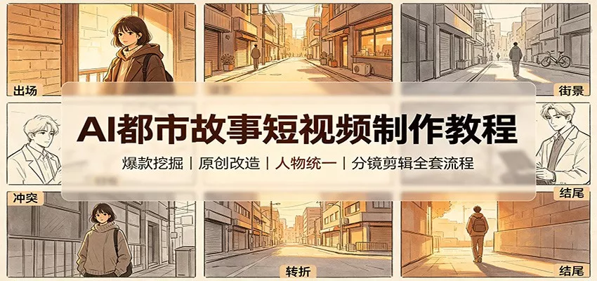 AI都市故事短视频制作教程：爆款挖掘原创改造，人物统一分镜剪辑全套流程 - 来及网络