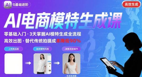 AI模特进阶课程，0基础高效生成逼真电商模特图 - 来及网络