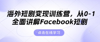 海外短剧变现训练营，从0-1全面讲解Facebook短剧 - 来及网络