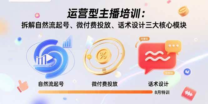 （15654期）运营型主播培训：拆解自然流起号、微付费投放、话术设计三大核心模块-8月 - 来及网络