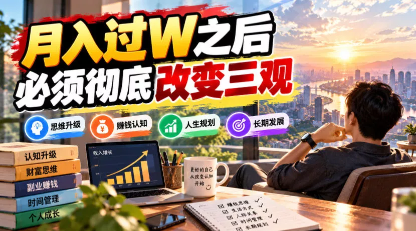 某公众号付费文章：月入过W之后，必须彻底改变三观 - 来及网络