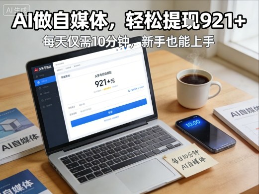 每天花费10分钟，头条号收益921+，用AI做自媒并不难【附视频教程】 - 来及网络