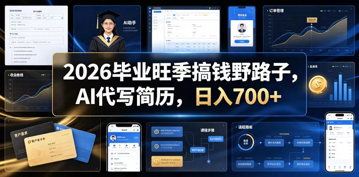 2026毕业旺季搞钱野路子，AI代写简历，日入700+【揭秘】 - 来及网络