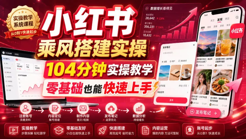 小红书乘风搭建实操，104分钟实操教学，零基础也能快速上手 - 来及网络
