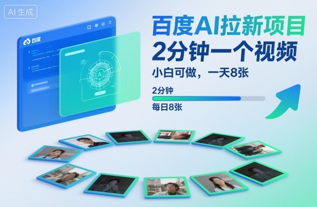 百度AI拉新项目，2分钟一个视频，小白可做，一天8张【附案例+保姆级教程】 - 来及网络