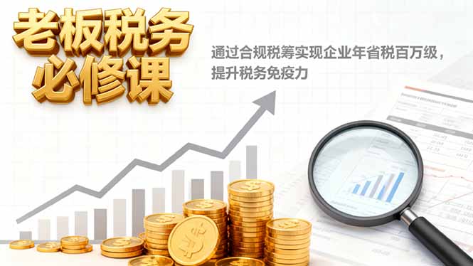 老板税务必修课，通过合规税筹实现企业年省税百万级，提升税务免疫力 - 来及网络