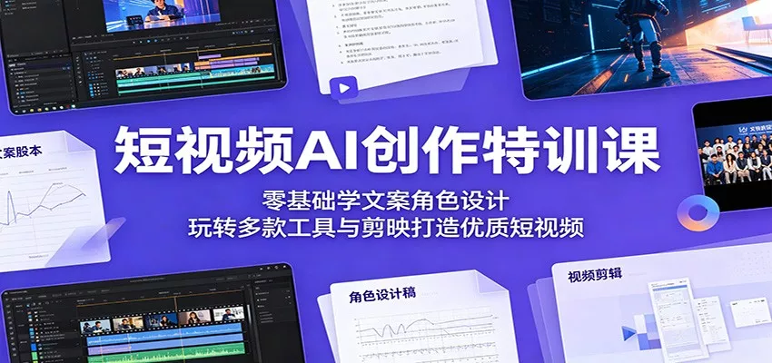 短视频AI创作特训课：零基础学文案角色设计，玩转多款工具与剪映打造优质短视频 - 来及网络
