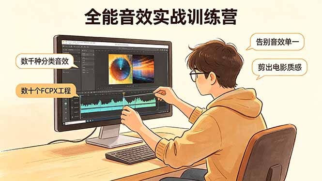 全能音效实战训练营：数千种分类音效+数十个FCPX工程，告别音效单一，剪出电影质感 - 来及网络
