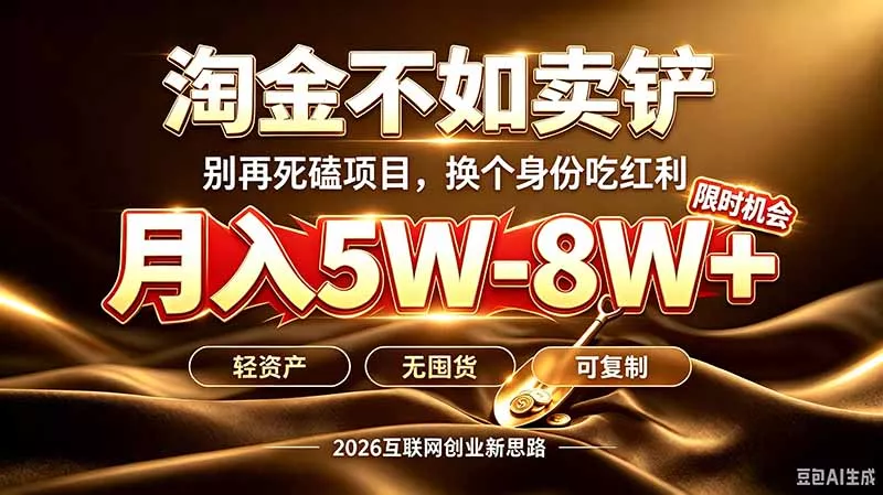 别再傻乎乎埋头跑项目！互联网真正赚钱逻辑：做卖铲人，拒绝当韭菜，逆风翻盘月入5-8W+ - 来及网络