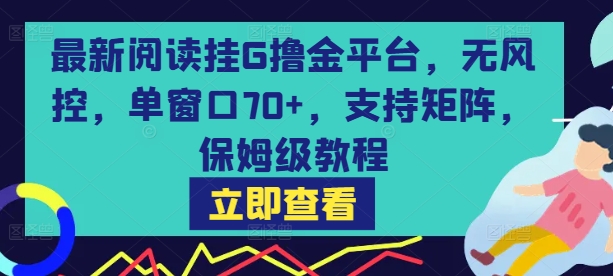 最新阅读挂G撸金平台，无风控，单窗口70+，支持矩阵，保姆级教程【揭秘】 - 来及网络