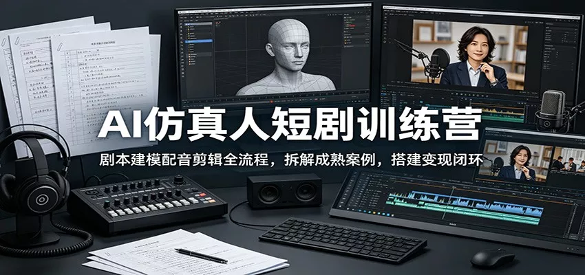 AI仿真人短剧训练营：剧本建模配音剪辑全流程，拆解成熟案例，搭建变现闭环 - 来及网络