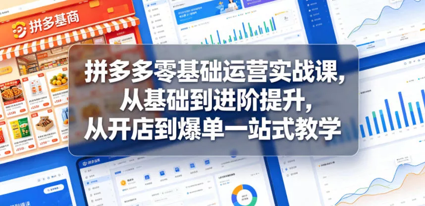 拼多多零基础运营实战课，从基础到进阶提升，从开店到爆单一站式教学 - 来及网络