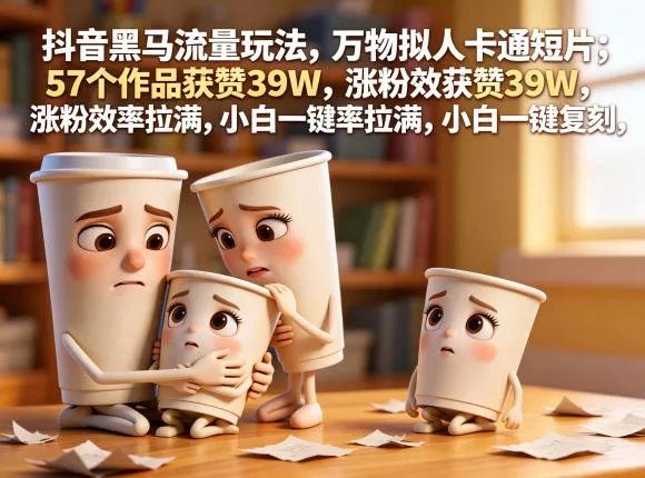 抖音黑马流量玩法，万物拟人卡通短片，57个作品获赞39W，涨粉效率拉满，小白一键复刻，保姆级拆解 - 来及网络